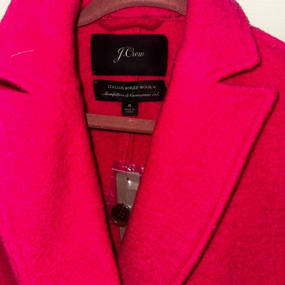 NWT J.CREW DAPHNE TOPCOAT IN ITALIAN BOILED WOOL BRIGHT ROSE J4864 - Picture 3 of 3